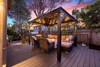 Twilight real estate photography of a luxury Emerald Hills home at sunset