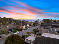 Twilight real estate photography of a luxury Emerald Hills home at sunset