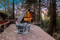 Twilight real estate photography of a luxury Los Gatos home at sunset