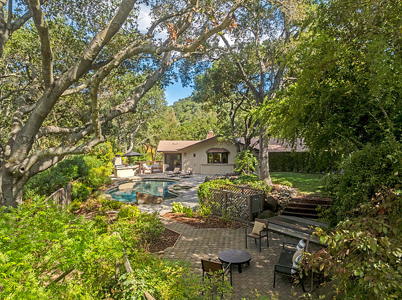 Aerial real estate photography of a luxury home in Los Gatos California