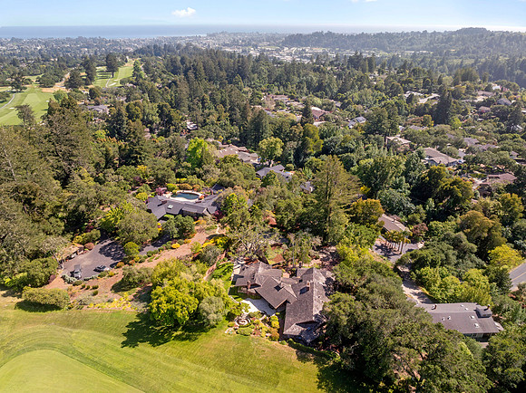 Aerial real estate photography of a luxury home in Santa Cruz California