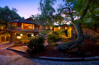 Twilight real estate photography of a luxury Santa Cruz home at sunset