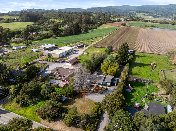 Aerial real estate photography of a luxury home in Watsonville California